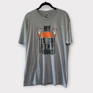 Lacrosse defense player T shirt lax orange & black large